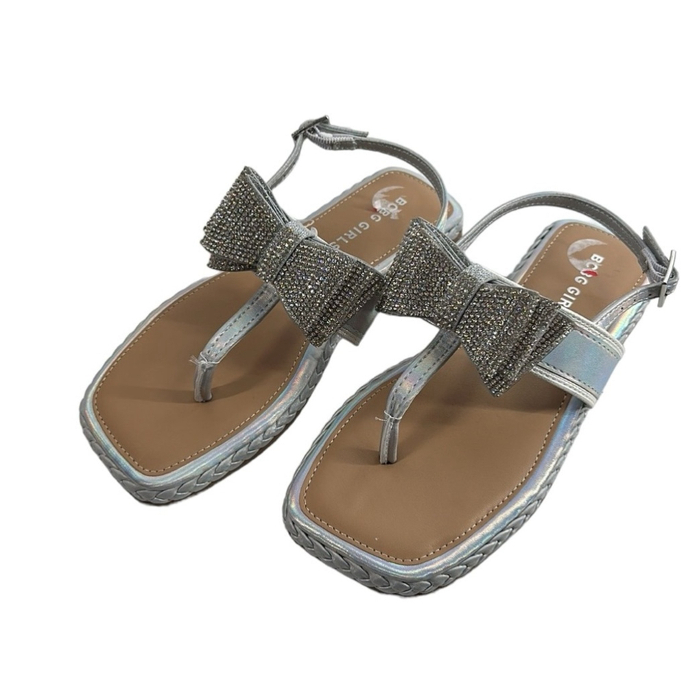 BCBG
Kids' Scarlet Sandal In Silver iridescent flower girl occasion sz 2 NWT